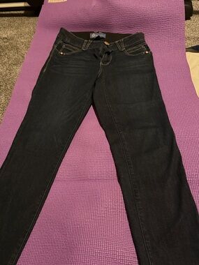 Democracy Dark Black Skinny Jeans with Contrast Stitch